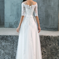 Charming Simple Tulle White Short Sleeves Wedding Dress With Lace, A-Line Party Dress prom dress A line evening dress   cg17842