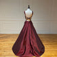 Burgundy A-line Long Prom Dress   cg17851
