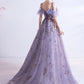 PURPLE LACE LONG A LINE PROM DRESS EVENING DRESS   cg17905