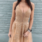 Stylish v neck lace long prom dress A line evening dress   cg17947