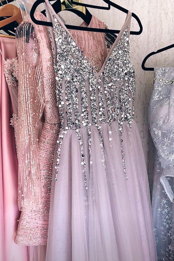 sparkle A-line tulle long formal dress prom dress    cg17920