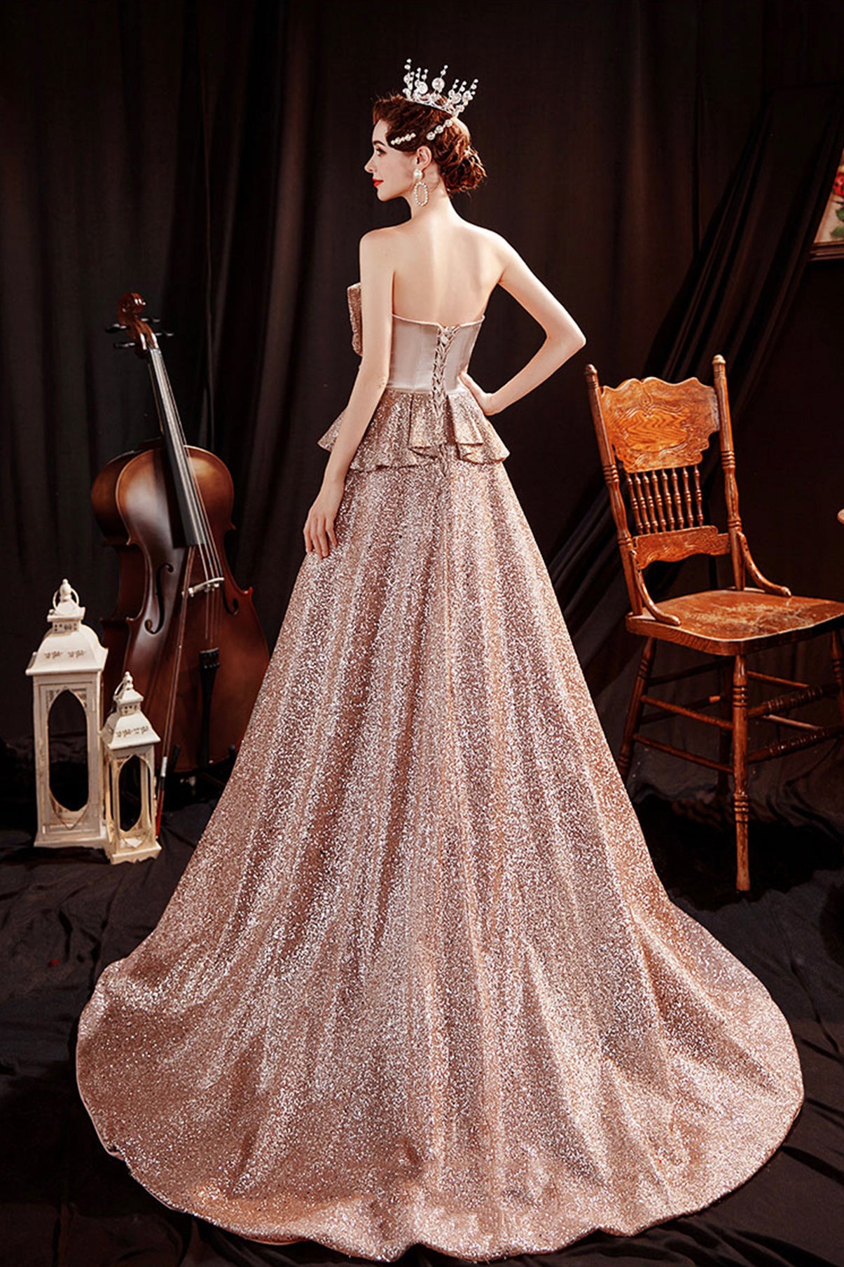 SHINY SEQUINS LONG A LINE PROM DRESS EVENING DRESS    cg17954