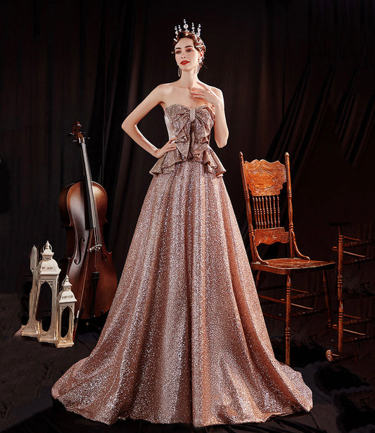 SHINY SEQUINS LONG A LINE PROM DRESS EVENING DRESS    cg17954