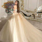Gorgeous Off Shoulder Champagne Lace Floral Prom Dress    cg17990