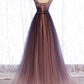 CUTE V NECK TULLE LONG PROM DRESS A LINE EVENING DRESS    cg18036