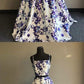Two Piece Spaghetti Straps Floor-Length White Printed Prom Dress cg1805