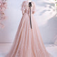 PINK TULLE LONG A LINE PROM DRESS EVENING DRESS   cg18113