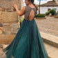 Emerald Green A-line Glitter Formal prom Dress   cg18198
