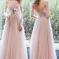 PINK TULLE LONG PROM DRESS A LINE EVENING DRESS   cg18258