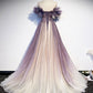 Purple tulle sequin long prom dress purple evening dress   cg18386