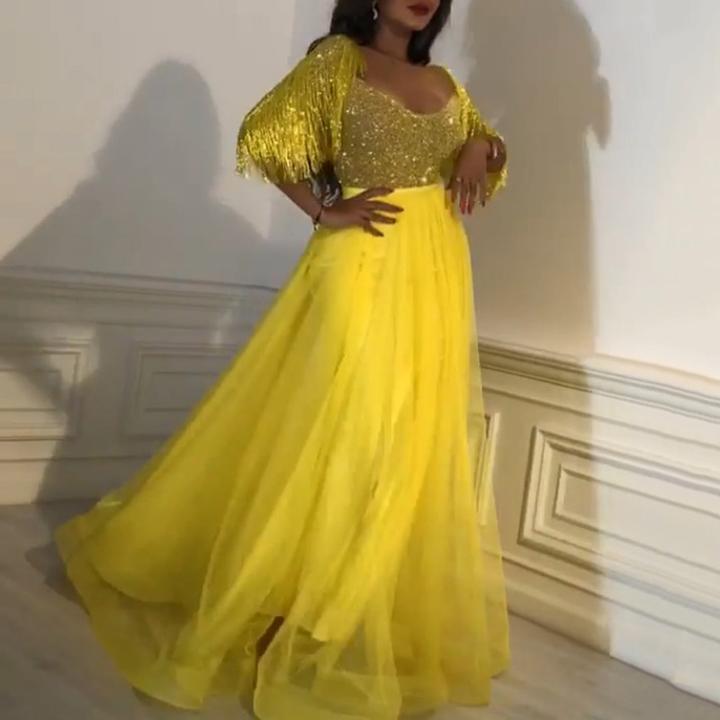 Prom Party Dress Wrapped Chest Short Sleeve Gauze Evening Dress   cg18435