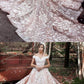 Luxurious Organza Off Shoulder Short Sleeves Wedding Dress with Lace,Cheap prom Gowns cg1847