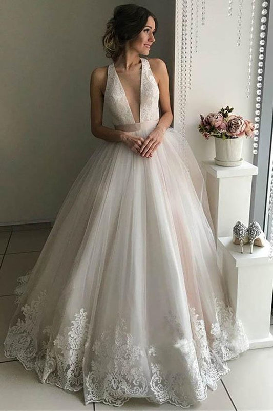 Gorgeous V-Neck Sleeveless Tulle Prom Dresses   cg18528