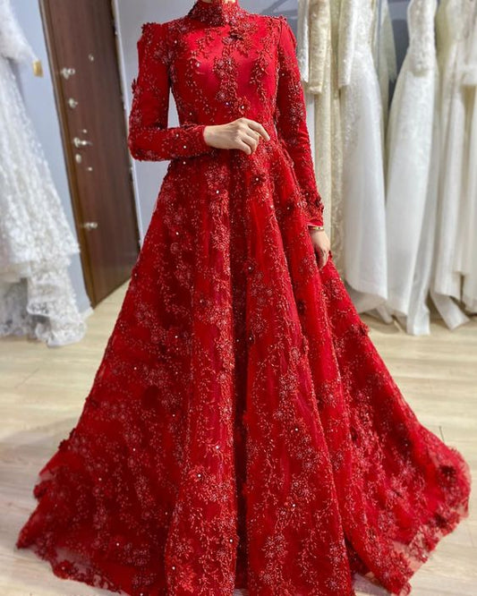 Charming A-Line Prom Evening Dresses, long Sleeves Princess Gown   cg18758