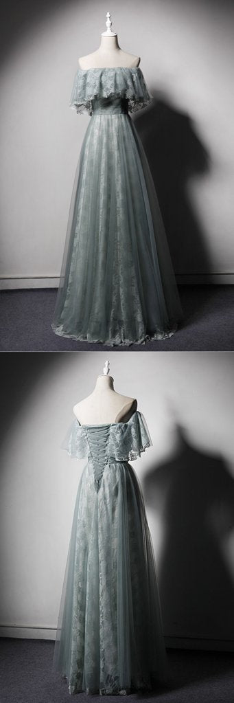 Green Lace Strapless Long A Line Senior Prom Dress, Evening Dress    cg18776