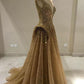 Gold Prom Dress A-line Scoop Custom Made Unique Long Prom Dress   cg18784
