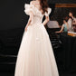 CHAMPAGNE TULLE LONG PROM DRESS EVENING DRESS   cg18801