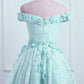Mint Green Lace Off Shoulder High Low Party Dress, Short Prom Dress Formal Dress   cg18803