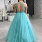 Gorgeous Round Neck Green Beaded Long Prom Dresses, Long Green Formal Evening Dresses   cg18833