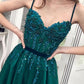 Green sweetheart neck tulle lace long prom dress green evening dress   cg18933