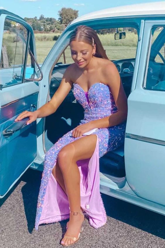 Lavender Sequined Prom Dress    cg18966