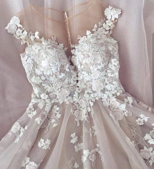 Lace prom dress A line evening dress    cg18974