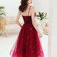 Burgundy lace sequins short homecoming dress   cg19027