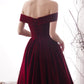 BURGUNDY A LINE VELVET PROM DRESS BURGUNDY EVENING DRESS    cg19030