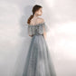 Off the Shoulder Grey Prom Dress    cg19050