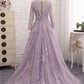 Light Purple Evening Dress Formal Party Gown,Round Collar Lace Prom Dress    cg19113