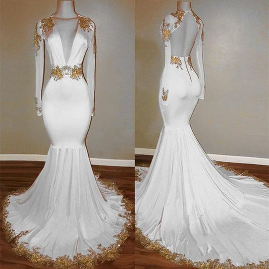 mermaid evening dresses white prom dress formal gowns    cg19121