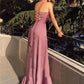 A-Line Cross Back Prom Dresses Long Sexy V-neck Split Evening Party Gowns For Women    cg19167