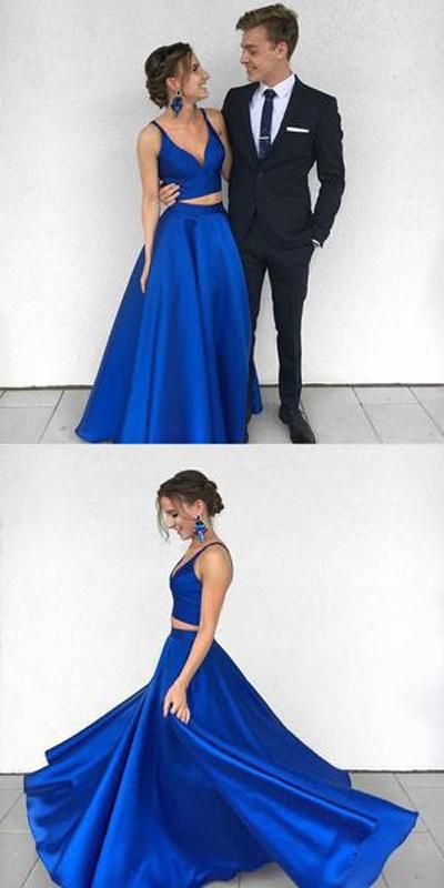 Charming Royal Blue Two Pieces Long Prom Dress Party Dresses cg1920