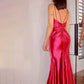 Sheath/Column Satin Sleeveless V-neck Ruched Floor-Length Prom Dresses    cg19241