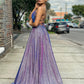 Spaghetti Straps Ombre Metallic A-line Prom Dress    cg19243