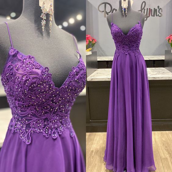 Elegant Purple Chiffon Prom Dresses    cg19248