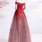 BURGUNDY SEQUINS LONG A LINE PROM DRESS EVENING DRESS    cg19306