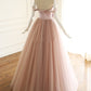 Off the Shoulder Blush Pink Tulle Prom Dress    cg19311