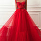 Elegant Red Beaded Floral Long Prom Dresses, Red Floral Long Formal Evening Dresses    cg19315