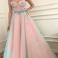 A-line Straps Long Prom Dress With Floral Beading Modest Long Prom Dresses Evening Dress    cg19380