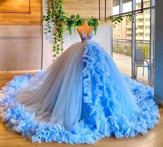 Blue ball gown fashion new Prom Dress    cg19445