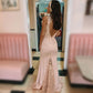 Elegant Deep V-Neck Blush Pink Long Prom Dress    cg19462