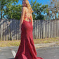 Mermaid Burgundy Appliqued Long Prom Gown   cg19498