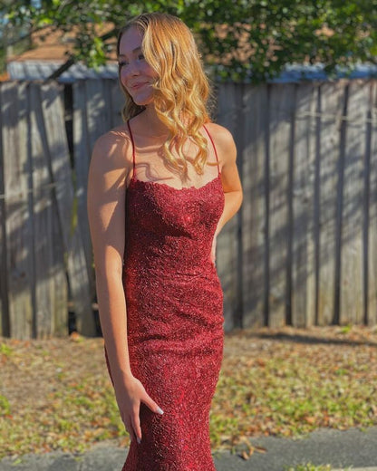 Mermaid Burgundy Appliqued Long Prom Gown   cg19498