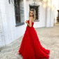 Princess Red Tiered Long Ball Gown Prom Gown   cg19499