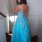 Princess Spaghetti Straps Tulle Sleeveless Applique Sweep/Brush Train prom Dresses    cg19527