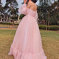 A-Line/Princess Long Sleeves Floor-Length Tulle Applique Off-the-Shoulder Dresse prom Dresses    cg19530