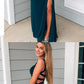 Sheath Navy Long Prom Dress,Long Prom Dress with Side-Split,Evening Formal Dress  cg1954