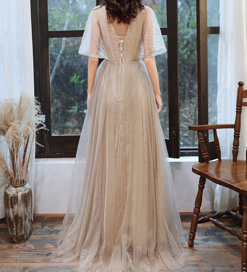 Prom Dress V Neck Women Party Dress Sequins Long Evening Dress    cg19548