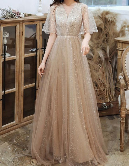 Prom Dress V Neck Women Party Dress Sequins Long Evening Dress    cg19548